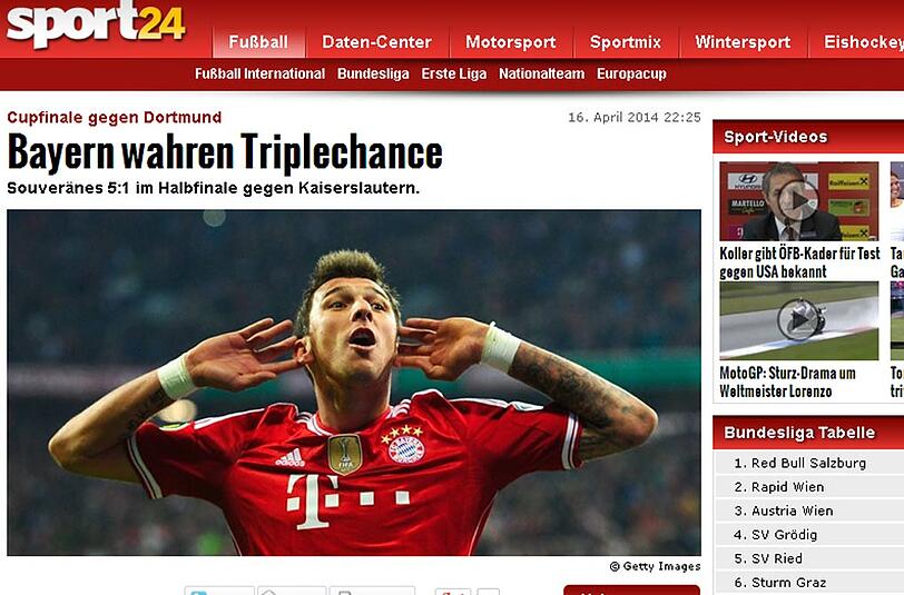 In Österreich schreibt oe24.at von der Triple-Chance der Bayern