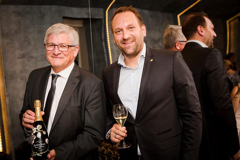 Hervé Deschamps und Daniel Stühler (Luxury Relationship Manager Perrier-Jouët)
