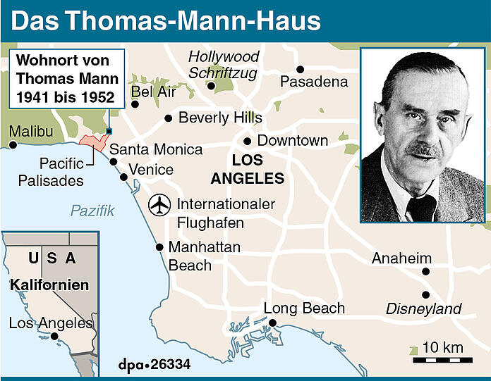 Die Villa des Schriftstellers Thomas Mann in Pacific Palisades in Los Angeles.