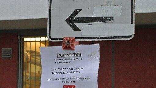 Vom 3. bis 19. Februar 24 Uhr sind einige die Parkbuchten in der St.-Wendel-Straße für eine Baufirma reserviert. Vom 3. bis 19. Februar 24 Uhr sind einige die Parkbuchten in der St.-Wendel-Straße für eine Baufirma reserviert.