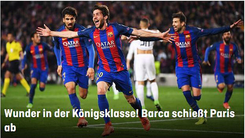 ran.de: "Wunder in der Königsklasse! Barça schießt Paris ab"