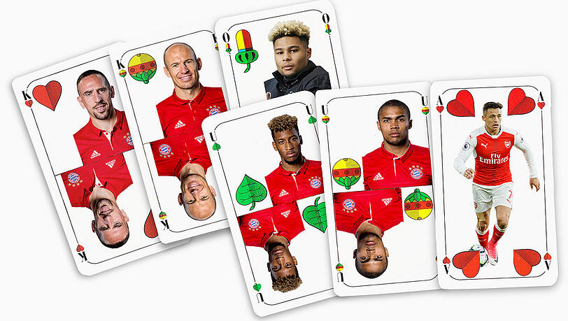 Bayerns Flügel-Quintett - und ein möglicher Neuer: Franck Ribéry, Arjen Robben, Serge Gnabry, Kingsley Coman, Douglas Costa und Alexis Sanchez vom FC Arsenal (von links nach rechts). Bayerns Flügel-Quintett - und ein möglicher Neuer: Franck Ribéry, Arjen Robben, Serge Gnabry, Kingsley Coman, Douglas Costa und Alexis Sanchez vom FC Arsenal (von links nach rechts).
