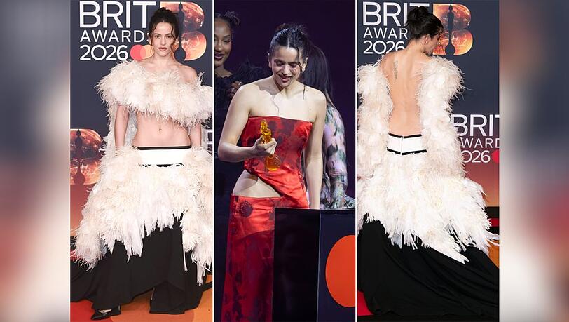 Rosal&iacute;a auf dem roten Teppich und bei der Preisverleihung der Brit Awards.