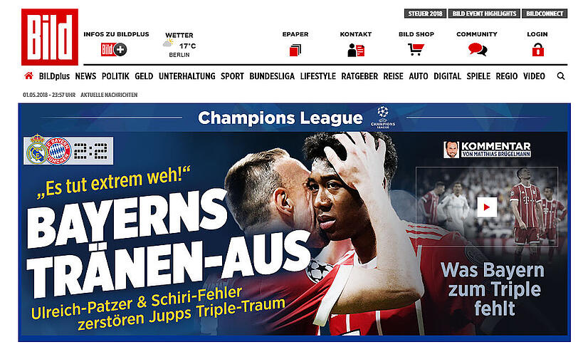 Bild.de: "Bayerns Tränen-Aus"