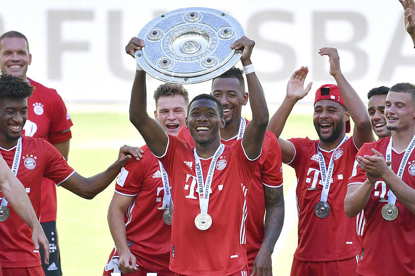 David Alaba gewann zehn Mal die Deutsche Meisterschaft. Mit dem Titelgewinn 2020/2021 verabschiedete sich der Österreicher zu Real Madrid.