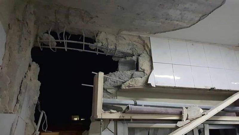 Durch israelische Raketenangriffe beschädigtes Gebäude bei Damaskus. Durch israelische Raketenangriffe beschädigtes Gebäude bei Damaskus.
