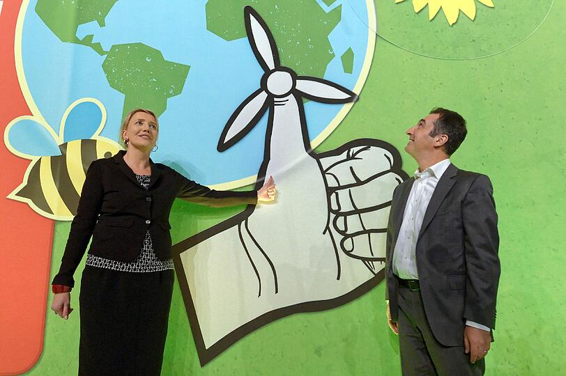 Cem Özdemir und Simone Peter Anfang September in Berlin. In Halle treffen sich die Grünen nun zum Bundesparteitag.