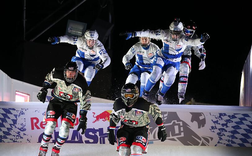 Fast and furious: So ging es am 8. Januar im Olympiapark zu. Sehen Sie hier die Bilder vom Crashed Ice Contest.
