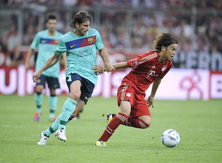 Hat schon gegen Bayern gespielt: Andreu Fontas (l.), hier mit dem FC Barcelona beim Audi-Cup im Juli 2011 beim Freundschaftsspiel in der Allianz Arena. Foto: Perenyi/Augenklick