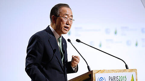 Ban Ki-moon, der UN-Generalsekretär, beim Klimagipfel in Paris.