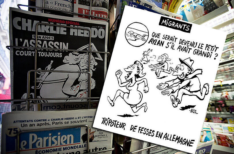 CharlieHebdo provoziert mit einem Grapscher-Cartoon