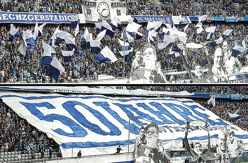 So erinnerten die Löwen-Fans am Sonntag an die legendäre Meister-Saison von 65/66