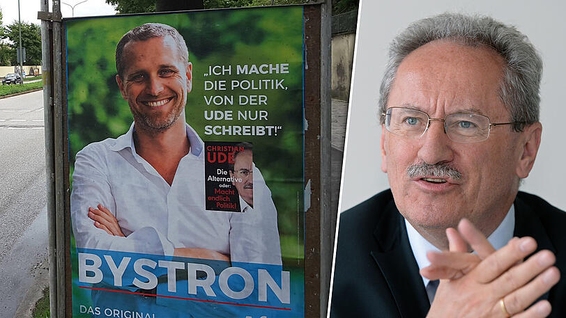 Das AfD-Plakat mit dem Cover von Christian Udes Buch. Der Alt-OB entlarvt die Masche.