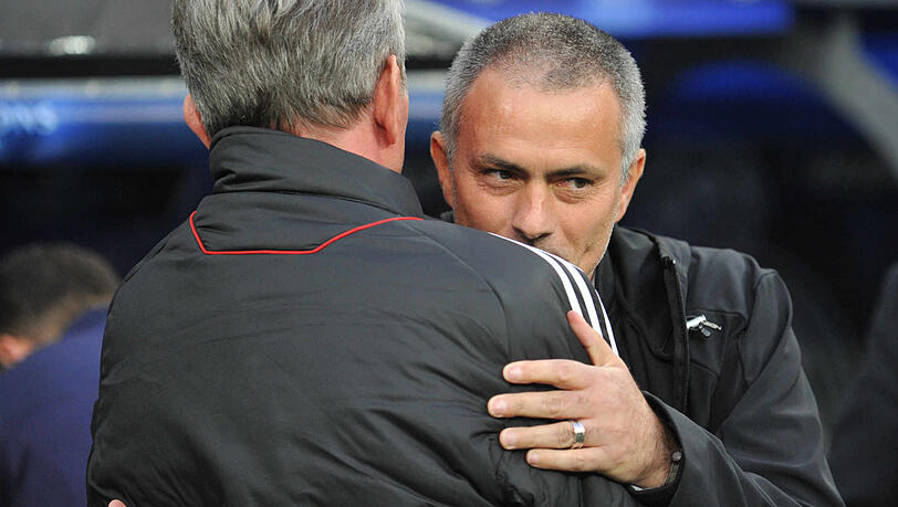 José Mourinho beim Halbfinal-Rückspiel 2012 mit Bayern-Trainer Jupp Heynckes.