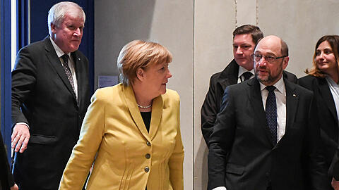 Die Chefs der Koalition: Angela Merkel, Martin Schulz und Horst Seehofer.