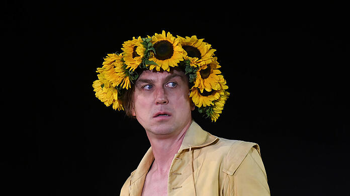 Lars Eidinger als "Jedermann" am Salzburger Domplatz, im Rahmen der Salzburger Festspielen 2022.