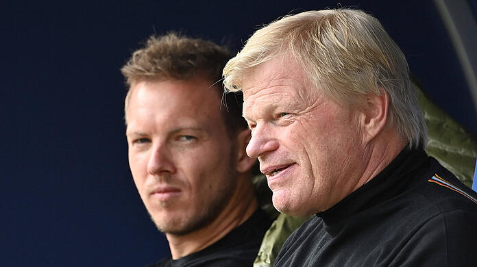 Bayern-Trainer Julian Nagelsmann (li.) und Vorstandsvorsitzender Oliver Kahn.