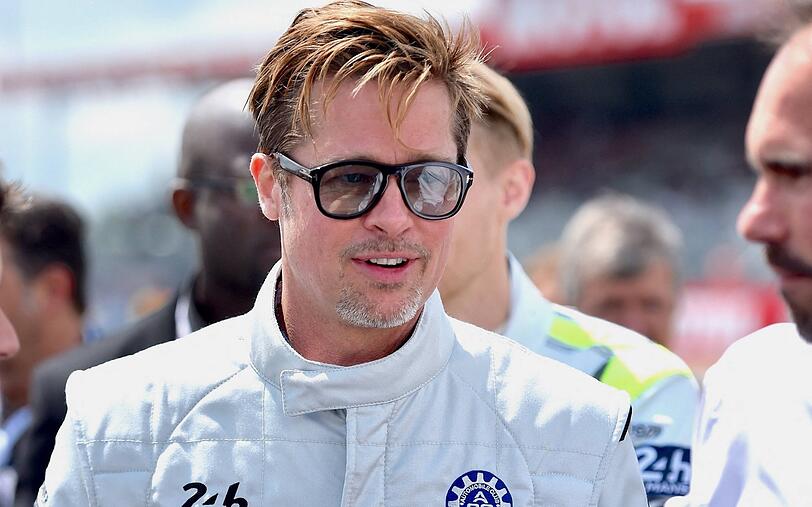Brad Pitt bei den Dreharbeiten in Le Mans, Frankreich.