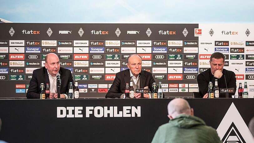Max Eberl (r) hört nach fast einem Vierteljahrhundert als Fußball-Profi und -Funktionär bei Borussia Mönchengladbach auf.