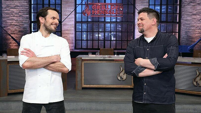 Steffen Henssler (li.) und Kontrahent Tim Mälzer bei "Grill den Henssler". Steffen Henssler (li.) und Kontrahent Tim Mälzer bei "Grill den Henssler".