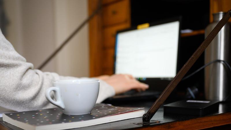 Eine Frau bei der Arbeit im Homeoffice. Das Coronavirus hat Auswirkungen auf diverse Bereiche des Lebens. Eine Frau bei der Arbeit im Homeoffice. Das Coronavirus hat Auswirkungen auf diverse Bereiche des Lebens.