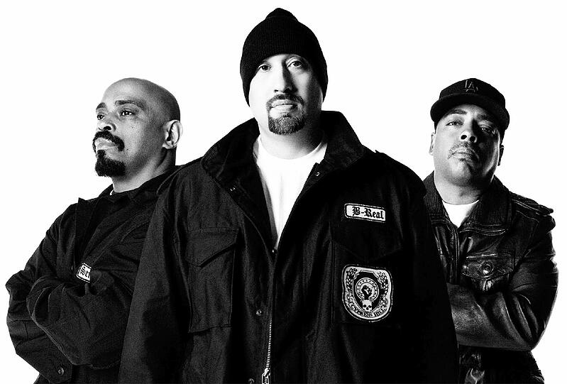 Sen Dog (li.) mit seinen Kollegen B-Real und DJ Muggs (re.) von Cypress Hill.
