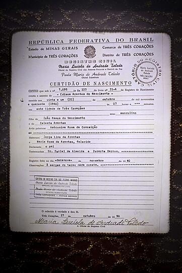 Die Geburtsurkunde von Edson Arantes do Nascimento