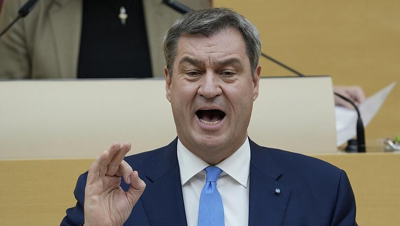 Markus Söder vor wenigen Tagen im Landtag. Die Sitzung des Parteivorstands hat wegen des Lokführerstreiks hybrid stattgefunden.