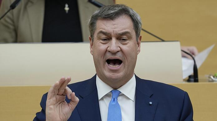 Markus Söder vor wenigen Tagen im Landtag. Die Sitzung des Parteivorstands hat wegen des Lokführerstreiks hybrid stattgefunden.