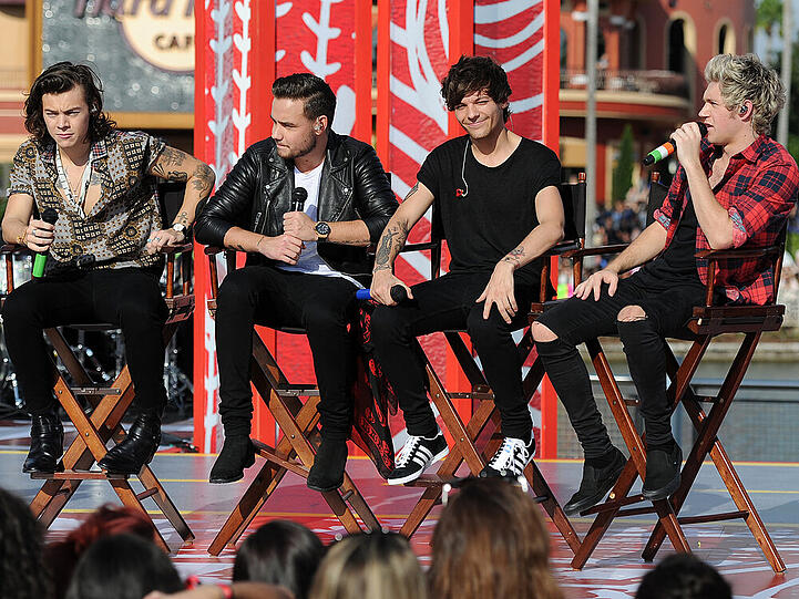 Die verbleibenden Mitglieder von One Direction bei der Vorstellung des aktuellen Albums "Four"