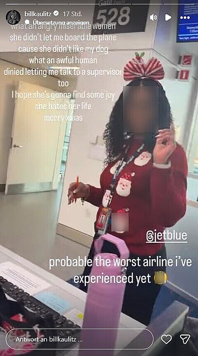 Eine Flughafen-Mitarbeiterin treibt Bill Kaulitz zur Wei&szlig;glut.