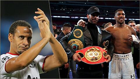 Rio Ferdinand hat im April schon mal mit Boxer Anthony Joshua nach dessen Sieg im IBF-, WBA-Super-WM Schwergewichtskampf gegen den Klitschko posiert (rechts). Jetzt will er selbst in den Ring