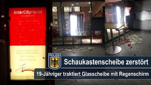 Der 19-Jährige zerstörte die Scheibe mit seinem Regenschirm.