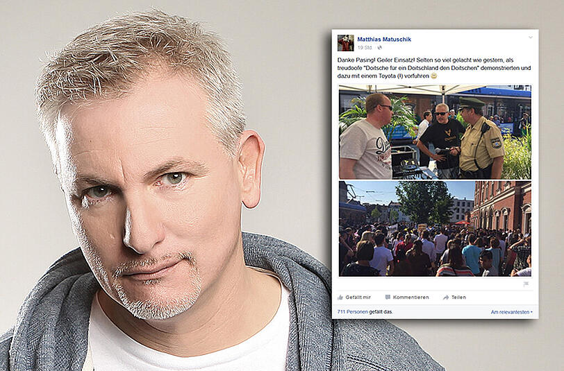 BR-Moderator Mathias Matuschik hat am Wochenende eine Gegendemo zu einer Neonazi-Kundgebung in Pasing angeführt.