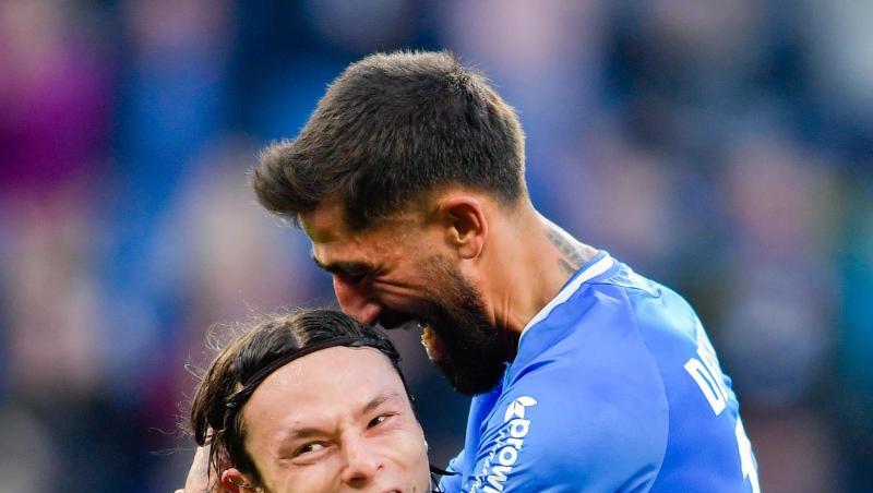 Kerem Demirbay (r) und Nico Schulz von der TSG 1899 Hoffenheim jubeln. Foto: Uwe Anspach/Archiv Kerem Demirbay (r) und Nico Schulz von der TSG 1899 Hoffenheim jubeln. Foto: Uwe Anspach/Archiv