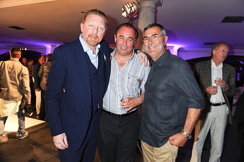 Laureus-Gründungsmitglied Boris Becker mit Willy Beier und Modemacher Norbert Medus.
