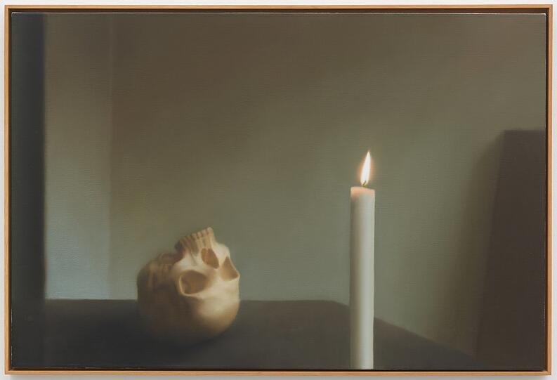 Ein Memento mori der schlichten Art? Man sollte sich nicht täuschen lassen. Der "Schädel mit Kerze" aus dem Jahr 1983 zahlt zu den bekanntesten Gemälden Gerhard Richters.