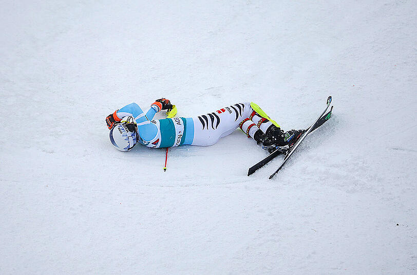 Fassungslos und erschöpft: Fritz Dopfer im Ziel beim Slalom in Adelboden.