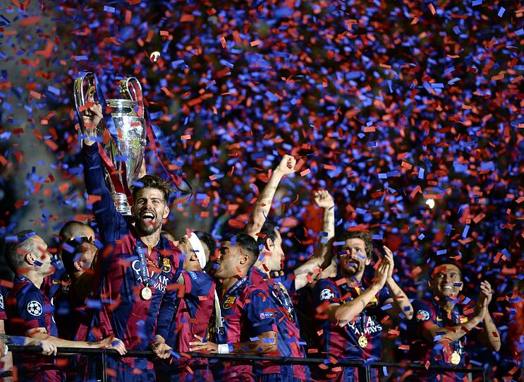 Der FC Barcelona feiert seinen Champions-League-Sieg
