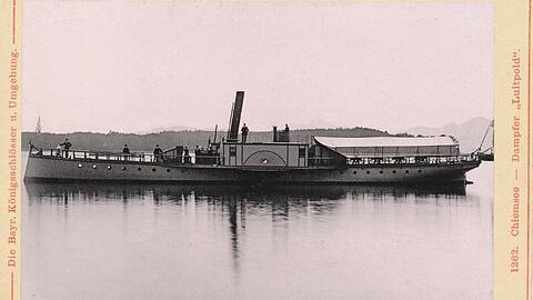 Der Dampfer Luitpold. Wolfgang Schmid aus Grassau (Kreis Traunstein) hatte 1845 die Idee für einen Linienverkehr auf dem Chiemsee.