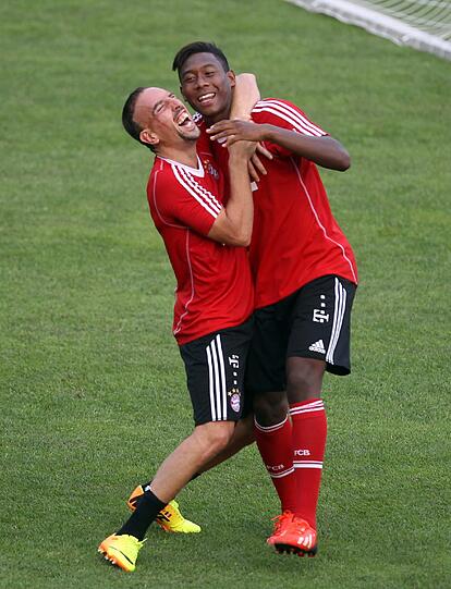 Trotz Watschn: Alaba und Ribéry machen nur Spaß miteinander.