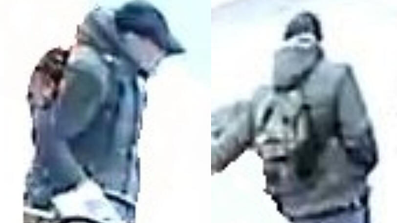Diese zwei Bilder aus dem von der Polizei veröffentlichten Video sollen den mutmaßlichen Täter zeigen