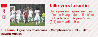 France Football schreibt zum so gut wie sicheren Ausscheiden der Franzosen aus der Champions League: "Lille so gut wie draußen."