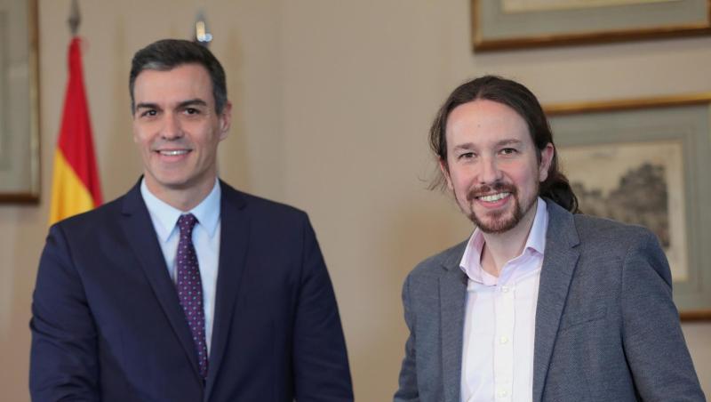 Pedro Sánchez (l), amtierender Ministerpräsident von Spanien, und Pablo Iglesias, Chef des Linksbündnisses Unidas Podemos. Pedro Sánchez (l), amtierender Ministerpräsident von Spanien, und Pablo Iglesias, Chef des Linksbündnisses Unidas Podemos.