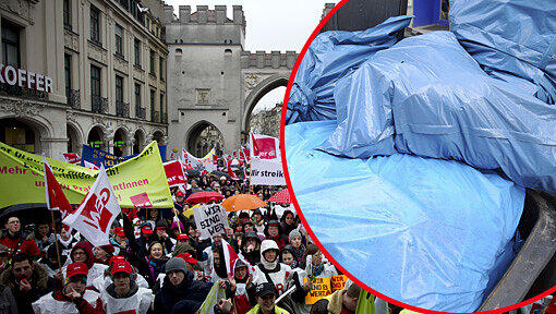 Der Warnstreik im Öffentlichen Dienst geht weiter: Am Dienstag gibt’s eine Großkundgebung auf dem Odeonsplatz. Das heißt auch: Der Müll bleibt liegen! Der Warnstreik im Öffentlichen Dienst geht weiter: Am Dienstag gibt’s eine Großkundgebung auf dem Odeonsplatz. Das heißt auch: Der Müll bleibt liegen!