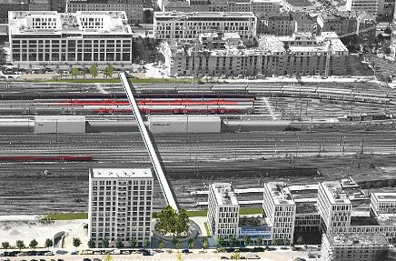 So sah die geplante Fußgänger- und Radfahrerbrücke über die Bahngleise zwischen Hacker- und Donnersberger Brücke aus. Doch daraus wird nun nichts.