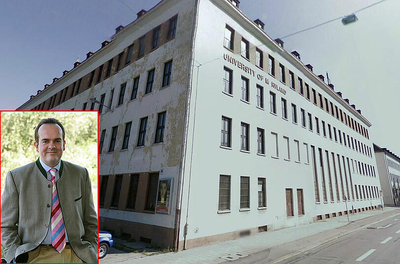 In die Jahre gekommen: die verfallende Fassade der ehemaligen University of Maryland. CSU-Politiker Clemens Baumgärtner kann sich nicht wirklich daran erfreuen.