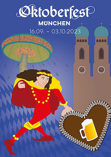 Wie sieht das Oktoberfest-Plakat 2023 aus? 45 Motive stehen zur Auswahl.