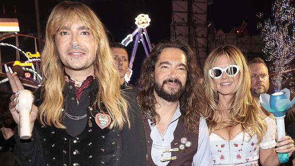 Bill Kaulitz, Bruder Tom und Schw&auml;gerin Heidi Klum feiern ihren Wiesn-Besuch.