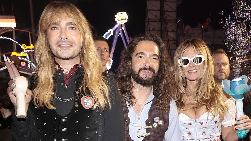 Bill Kaulitz, Bruder Tom und Schw&auml;gerin Heidi Klum feiern ihren Wiesn-Besuch.